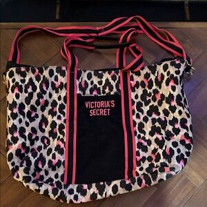 Victoria's Secret Wild Leopard Tote - Black and Pink Accents